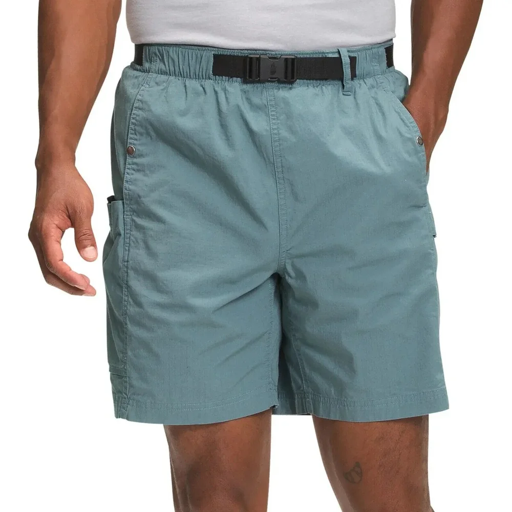 North Face Cargo Shorts Men's 2X Ripstop Belted Goblin Blue Organic Fiber NEW